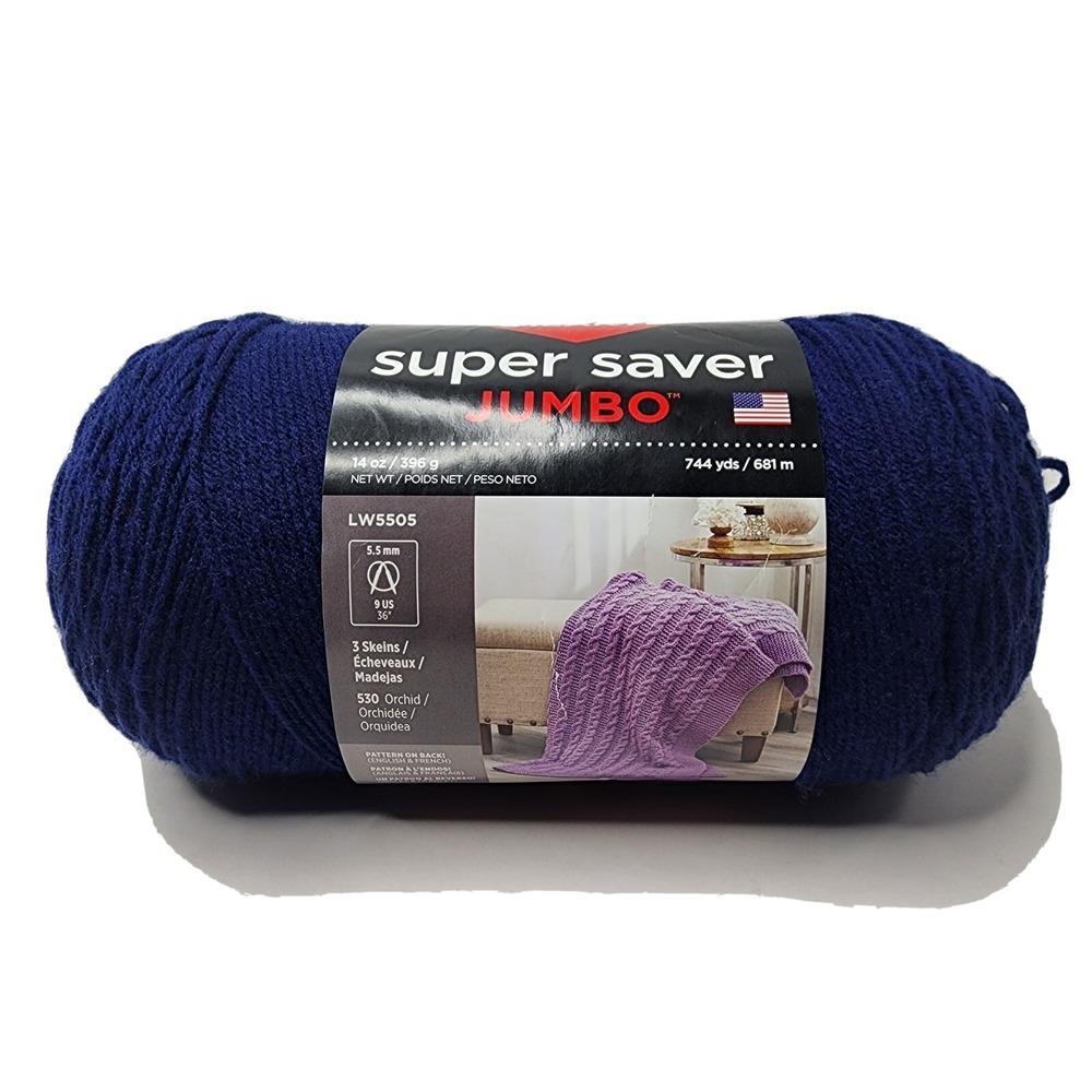 Red Heart Super Saver Jumbo Yarn - Soft Navy -14 oz, 744 yds Medium 4 Acrylic